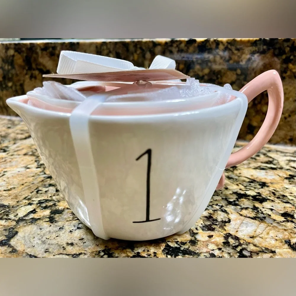 Rae Dunn Disney Tinkerbell Measuring Cups Set 4 Different Designs on Each Pink